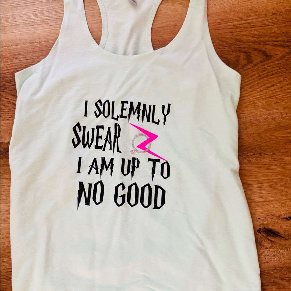 White Graphic Tank Top Harry Potter I solemnly swear I am up to no good
